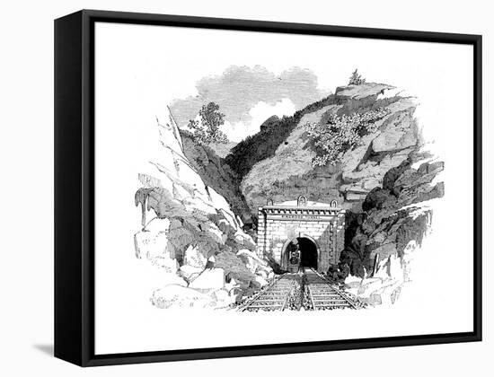 Locomotive Emerging from the Kingwood Tunnel Through the Alleghany Mountains, 1861-null-Framed Stretched Canvas