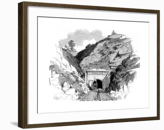 Locomotive Emerging from the Kingwood Tunnel Through the Alleghany Mountains, 1861-null-Framed Giclee Print