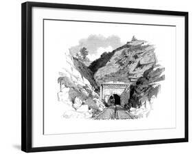 Locomotive Emerging from the Kingwood Tunnel Through the Alleghany Mountains, 1861-null-Framed Giclee Print