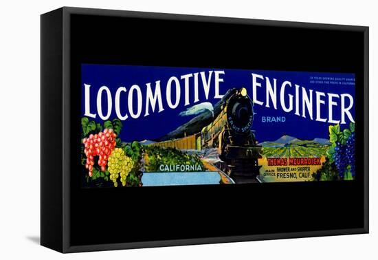 Locomotive Engineer Brand California Grapes-null-Framed Stretched Canvas
