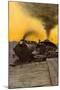 Locomotive Fireman in Coal Car Waving to an Oncoming Train, Early 1900s-null-Mounted Giclee Print