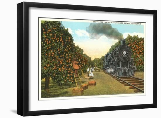 Locomotive Going through Orange Graves-null-Framed Art Print
