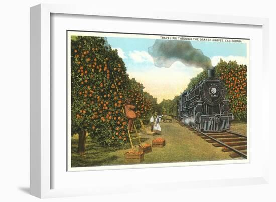Locomotive Going through Orange Graves-null-Framed Art Print