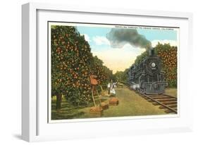 Locomotive Going through Orange Graves-null-Framed Art Print