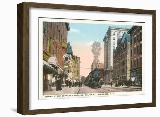 Locomotive going through Syracuse, New York-null-Framed Art Print