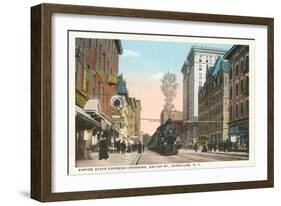 Locomotive going through Syracuse, New York-null-Framed Art Print