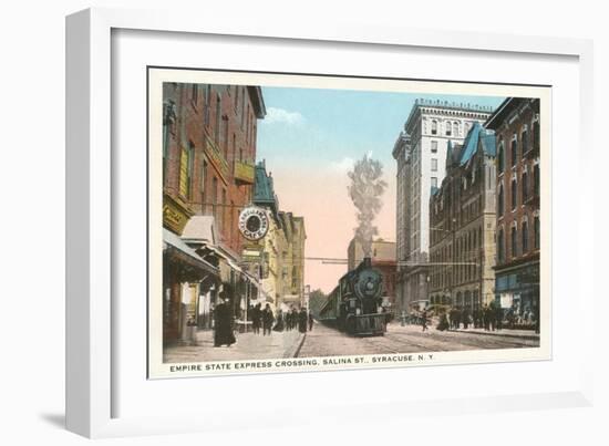 Locomotive going through Syracuse, New York-null-Framed Art Print