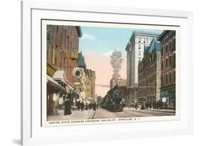 Locomotive going through Syracuse, New York-null-Framed Premium Giclee Print