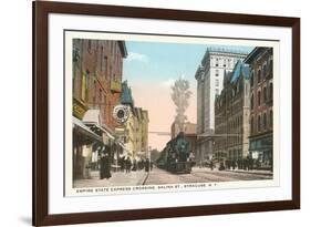 Locomotive going through Syracuse, New York-null-Framed Premium Giclee Print