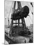 Locomotive Hoisted by Merritt-Chapman-Scott Crane Headed for France to Boost the Postwar Effort-Andreas Feininger-Mounted Photographic Print