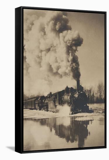 Locomotive in High Water-null-Framed Stretched Canvas