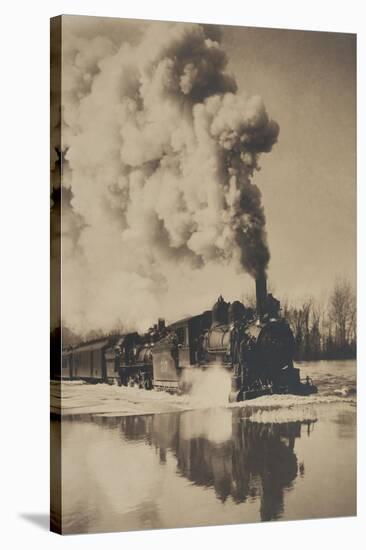 Locomotive in High Water-null-Stretched Canvas