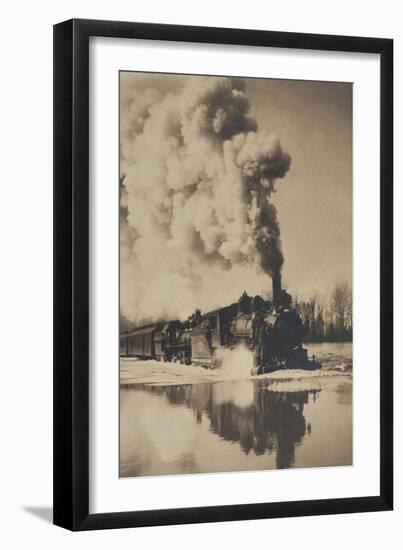 Locomotive in High Water-null-Framed Art Print