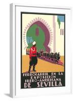 Locomotive in the Seville Exposition-null-Framed Art Print