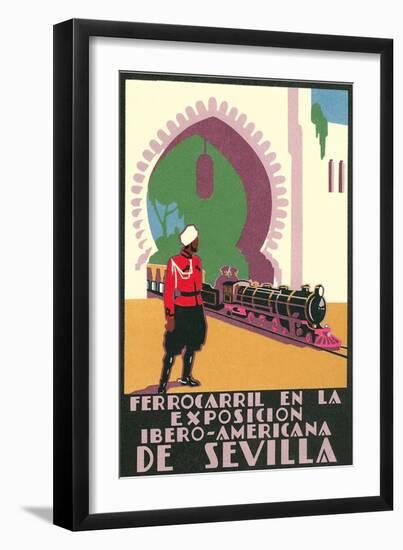 Locomotive in the Seville Exposition-null-Framed Art Print