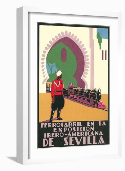 Locomotive in the Seville Exposition-null-Framed Art Print