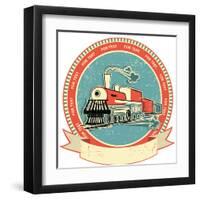 Locomotive Label.Vintage Style on Old Texture-GeraKTV-Framed Art Print