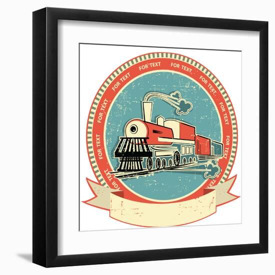 Locomotive Label.Vintage Style on Old Texture-GeraKTV-Framed Art Print