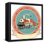 Locomotive Label.Vintage Style on Old Texture-GeraKTV-Framed Stretched Canvas