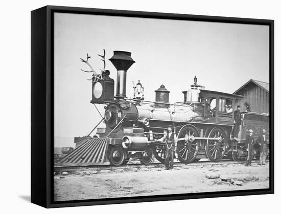 Locomotive Number 23 at Wyoming Station New Little Laramie River, Wyoming, 1868-Andrew Joseph Russell-Framed Stretched Canvas