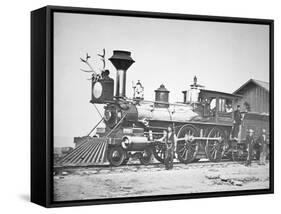 Locomotive Number 23 at Wyoming Station New Little Laramie River, Wyoming, 1868-Andrew Joseph Russell-Framed Stretched Canvas