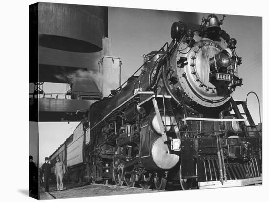 Locomotive of Train at Water Stop During President Franklin D. Roosevelt's Trip to Warm Springs-Margaret Bourke-White-Stretched Canvas