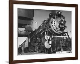 Locomotive of Train at Water Stop During President Franklin D. Roosevelt's Trip to Warm Springs-Margaret Bourke-White-Framed Photographic Print