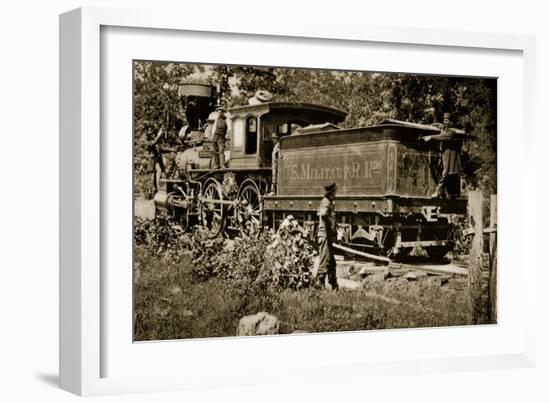 Locomotive on the United States Military Railroad, 1861-65-Mathew Brady-Framed Giclee Print