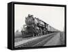 Locomotive Train Moving down Tracks-null-Framed Stretched Canvas