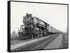 Locomotive Train Moving down Tracks-null-Framed Stretched Canvas