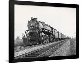 Locomotive Train Moving down Tracks-null-Framed Photographic Print