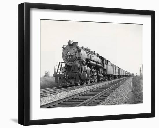 Locomotive Train Moving down Tracks-null-Framed Photographic Print