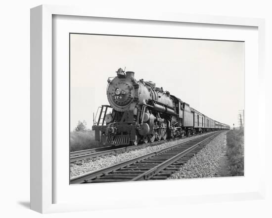 Locomotive Train Moving down Tracks-null-Framed Photographic Print