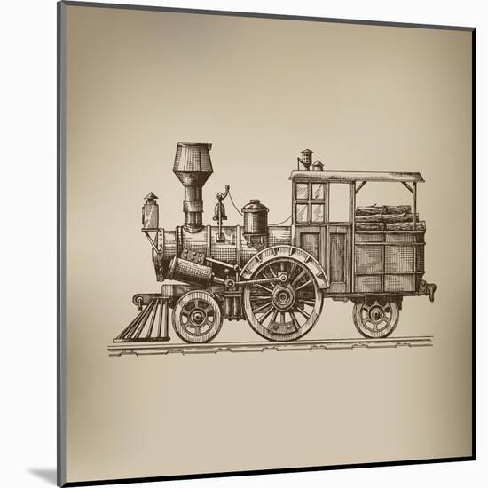 Locomotive. Vector Format-AVA Bitter-Mounted Art Print