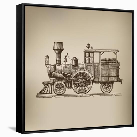Locomotive. Vector Format-AVA Bitter-Framed Stretched Canvas