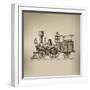 Locomotive. Vector Format-AVA Bitter-Framed Art Print