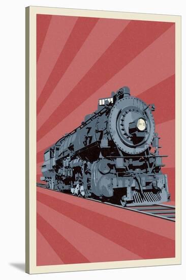 Locomotive-Lantern Press-Stretched Canvas