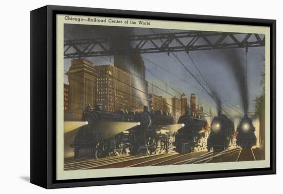 Locomotives, Chicago, Illinois-null-Framed Stretched Canvas