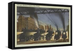 Locomotives, Chicago, Illinois-null-Framed Stretched Canvas