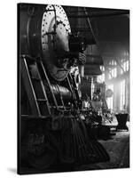 Locomotives in Roundhouse-Jack Delano-Stretched Canvas