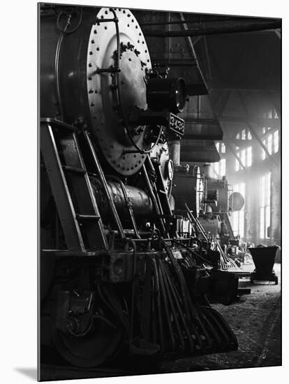 Locomotives in Roundhouse-Jack Delano-Mounted Photographic Print