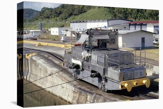 Locomotives Used to Pull Ships Through the Locks, Panama Canal, Panama, Central America-Mark Chivers-Stretched Canvas