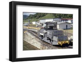 Locomotives Used to Pull Ships Through the Locks, Panama Canal, Panama, Central America-Mark Chivers-Framed Photographic Print