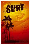 Surf Grunge Dirty Scene with Palms and Table-locote-Art Print