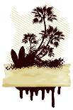 Surf Grunge Dirty Scene with Palms and Table-locote-Art Print