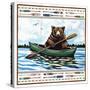 Lodge Bear in Canoe-Elizabeth Tyndall-Stretched Canvas