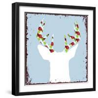 Lodge Christmas Deer 2-null-Framed Premium Giclee Print