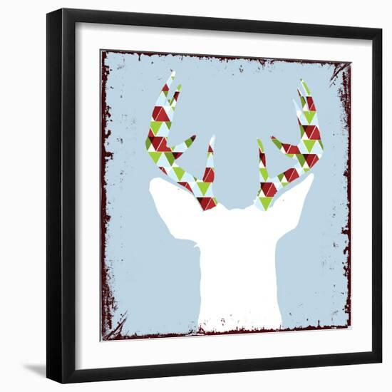 Lodge Christmas Deer 2-null-Framed Giclee Print
