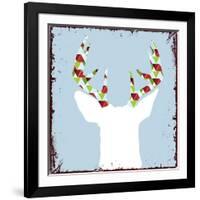 Lodge Christmas Deer 2-null-Framed Giclee Print