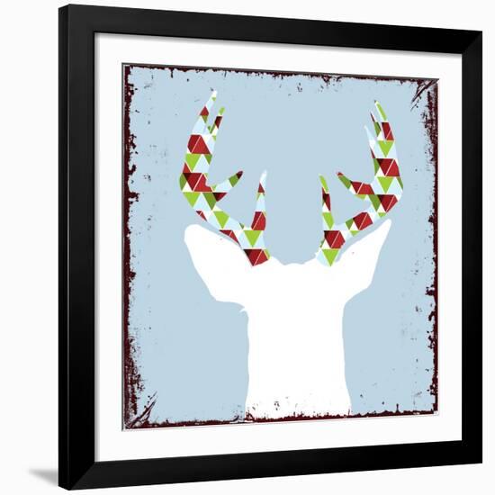 Lodge Christmas Deer 2-null-Framed Giclee Print